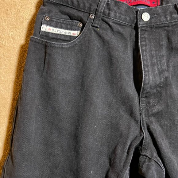 US Polo Assn Men 32x32‎ Black Denim Regular Straight Fit Vintage 5 Pocket Jeans - Picture 2 of 11